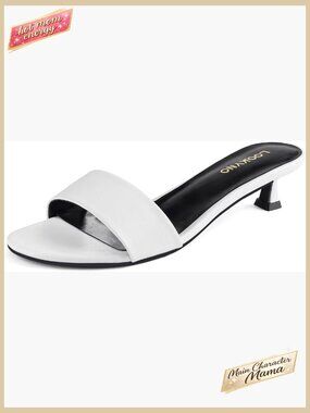 Kitten Heel Sandals Slip On Mules Round Toe Elegant Chic Party Shoes